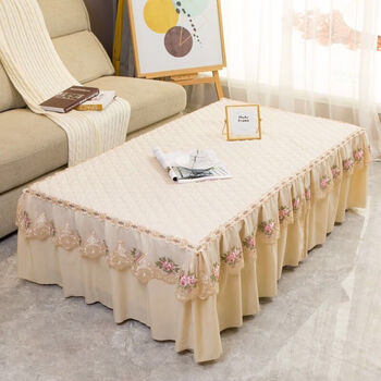 雪欧菲长方形茶几罩套蕾丝客厅茶几防尘罩欧式桌子布盖巾加厚防滑上