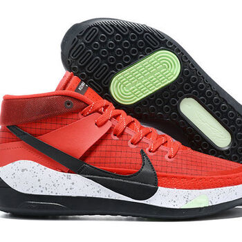 杜兰特13代篮球鞋kd13乳腺癌黑白白金笑脸篮网气垫实战战靴 kd13黑红