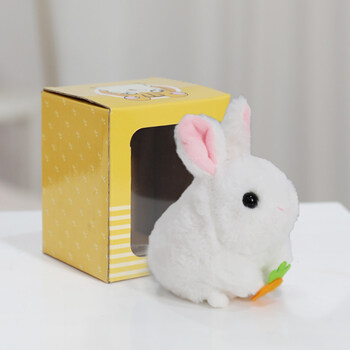 2022新款兔子摇尾巴仿真玩具拉绳线摇摆 可爱摇尾巴仓鼠玩具抖音同款