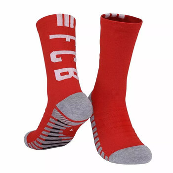 足球袜巴黎中邦中筒毛巾底球星号曼联尤文防滑球袜6027拜仁红色均码