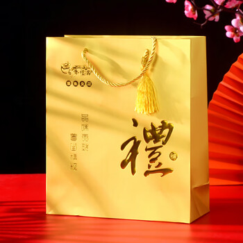 通用金色礼品手提袋香槟金滋补品通用礼袋金色包装袋高档创意手提金