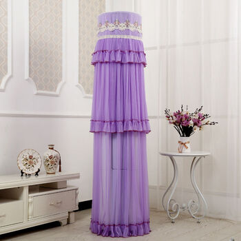 圆柜机空调罩开机不取立式圆形防尘套圆柱形空调罩四季通用半夏紫色