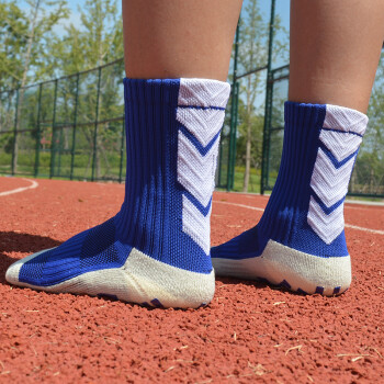 毛巾底儿童足球袜中筒袜男女青少年长筒防滑短袜子训练长筒袜蓝色短筒