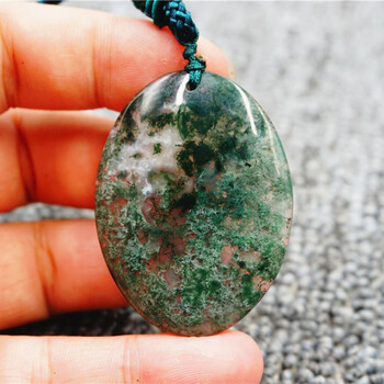 博皓定制玛瑙飘花玉髓水草玛瑙无事牌男女款项链毛衣链吊坠情人节礼物