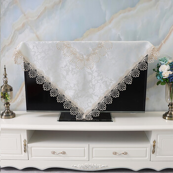 纤影绣刺绣电视盖布 65寸壁挂式液晶电视机布艺绣花防尘罩盖巾 黄花边