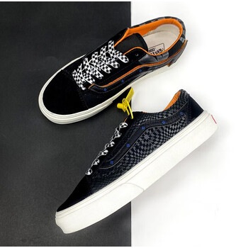 万斯(vans)男鞋万斯低帮橙色鸳鸯休闲鞋男帆布鞋 黑色jh825 41