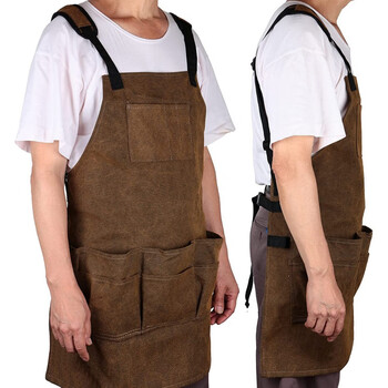 加厚款多功能多口袋围裙木工新款多用途围裙厨师理发木匠园艺工作围裙