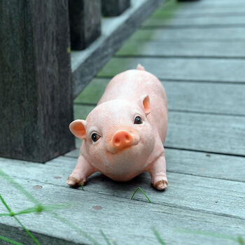 花园装饰庭院摆件创意礼品小猪模型树脂工艺品动物仿真猪摆件粉趴猪