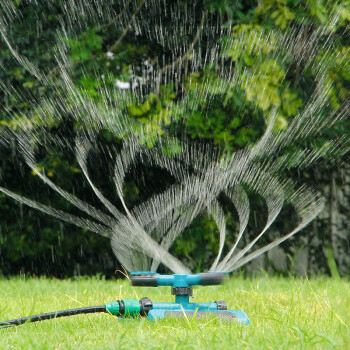 通水自動旋轉灑水器綠化噴灌噴頭園林澆水草坪噴灑360度灌溉神器家用