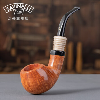 沙芬（SAVINELLI）意大利大师手工进口石楠木烟斗签字系列A先生光面斗P110男士礼品 【一斗一型】【19号礼盒装】