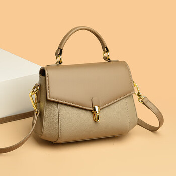 hrcongolke包包女包2023新款小众轻奢时尚牛皮妈妈贝壳包撞色女士手提