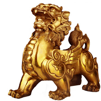 慈念黄铜貔貅摆件飞天貔貅公母一对办公室卧室开业礼品装饰摆件黄铜