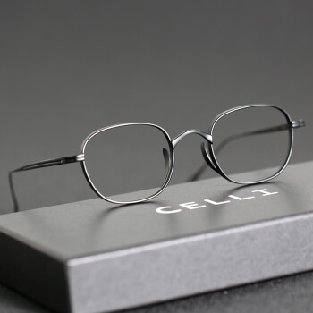 CELLI超轻纯钛眼镜框男潮复古小框镜架日本设计师眼镜架高度近视眼镜女 114款-黑色 单买镜框-不配近视镜片