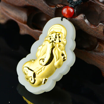 周家同黄金貔貅吊坠男女款男女999足金玉坠和田玉金镶玉挂件挂坠 挂坠