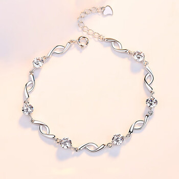 centurykudos925银水晶之恋手链女韩版简约学生冷淡风森系闺蜜送女友