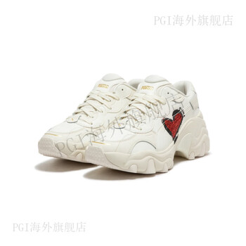 彪马puma女子复古休闲老爹鞋pulsarwedgeheart398674米白色红色黑色