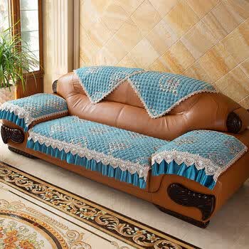 老式皮沙发套欧式皮沙发垫四季通用123沙发套罩布艺雪尼尔坐垫子繁花