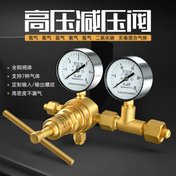 铂唯高压减压器YQD-370全铜氮气氧气氢气氦气减压阀空调压力表6*25MPa 氮气减压器精品型（6-25MPa）