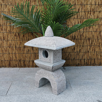 石灯笼日式庭院灯仿古太阳能园林别墅户外摆件草坪中式禅意青石雕长