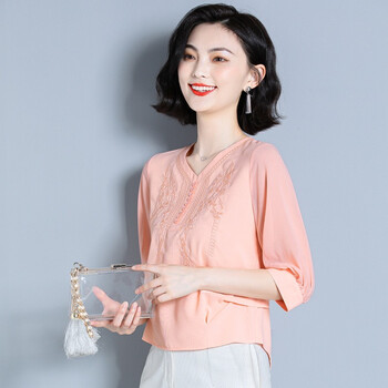 衫潮流好看新款女人夏装雪纺少妇女装30-40岁上衣服中人夏季短袖t恤