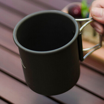 户外杯子 精致露营水杯铝合金可折叠喝茶杯野营饮具装备 黑色杯子【4