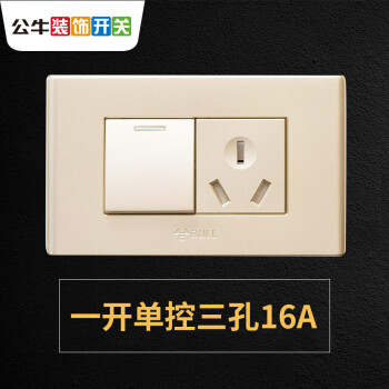 雙控電腦電話電視開關插座香檳金色 g04二位 一開單控三孔【圖片 價格