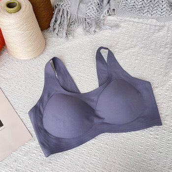 200斤 无痕隐形背心式文胸 薄厚2个胸垫 灰紫色 xl(建议胸围94~114cm)