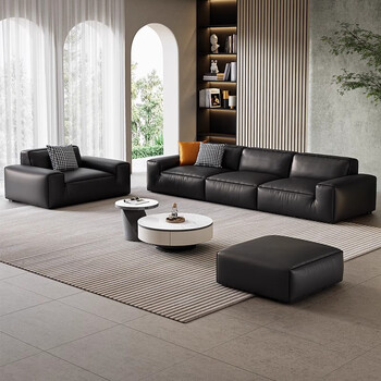 贝木语沙发客厅2023新款小户型皮质轻奢风大黑牛沙发真皮高档头层牛皮