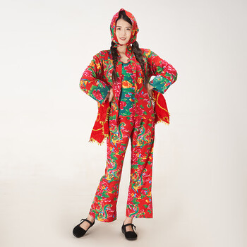 荣阔东北花衣服大花布衣服二人转演出服村姑服男女搞笑姐妹广场舞服装