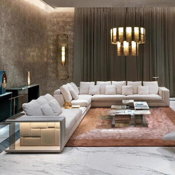 dc意大利磨砂真皮转角沙发后现代大平层别墅豪宅客厅轻奢样板间沙发