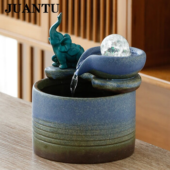 juantu现代简约小型陶瓷流水摆件风水球办公室桌面店铺开业乔迁礼品