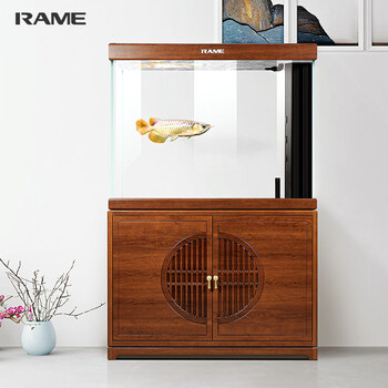 7s鱼缸鱼缸新中式超白玻璃龙鱼缸客厅落地家用屏风生态免换水水族箱水