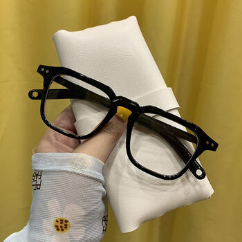 ins风小方框黑色粗框平光2022新款防蓝光近视眼镜架 【黑色框】 近视
