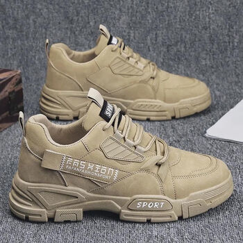 新款劳保鞋男秋季防滑上班干活工地鞋工装登山休闲鞋 mx09卡其[战狼款
