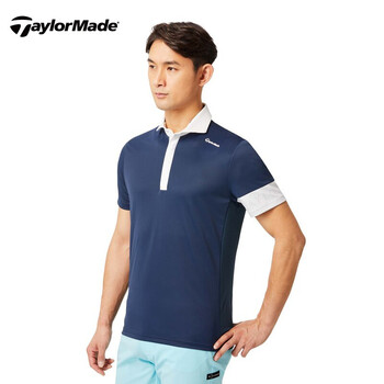 taylormade泰勒梅高尔夫服装男士短袖polo衫休闲翻领t恤 v94990 深蓝