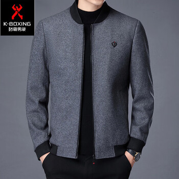 劲霸男装春秋季羊毛夹克加厚保暖立领商务休闲中青年呢子外套男潮 992