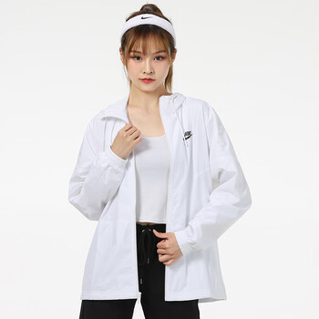 nike耐克外套女装秋季梭织夹克上衣运动服dd5853010拉链dd5853100白色