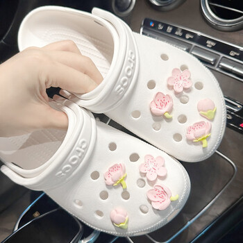 司丰樱花桃花感洞洞鞋配饰crocs鞋花装饰扣卡骆驰智必星优粉色樱花8个