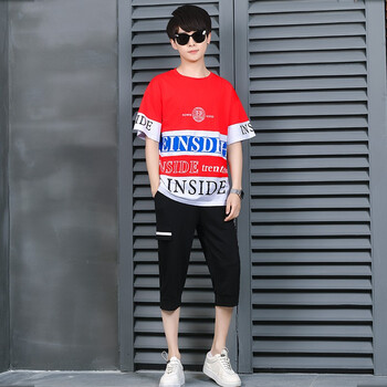 靓曼格男中大童运动套装夏潮流短袖t恤男1215岁青少年帅气大童夏装13