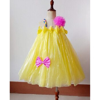 环保时装秀女孩幼儿园儿童走秀创意公主裙演出子手工制作裙 黄色肩花