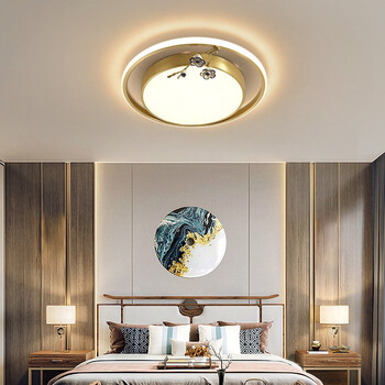 戴维亚darius新中式卧室全铜吸顶灯简约现代阳台过道led超薄圆形轻奢