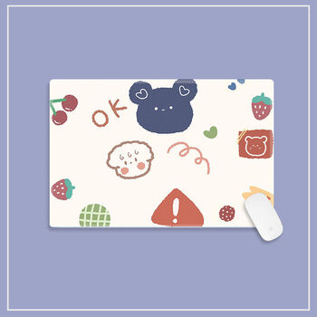 爱卡通鼠标垫小号锁边加厚少女心学生办公键盘垫大号电脑垫小熊警告