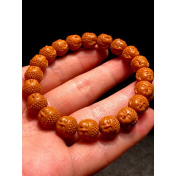 彬清宝宝佛金丝猴头手串男款文玩核桃原籽光珠小籽核雕佛头橄榄橄榄核