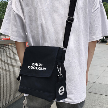 格尔顿单肩包男ins潮牌斜挎包女2020新款帆布校园学生情侣小背包防划耐磨大容量休闲ipad小挎包黑色小号 图片价格品牌报价 京东