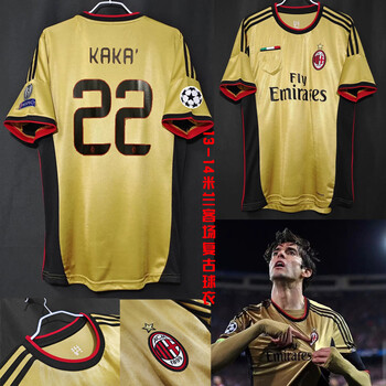 米兰复古球衣 卡卡巴洛特利沙拉维阿巴特金色足球服 单上衣印45号巴洛