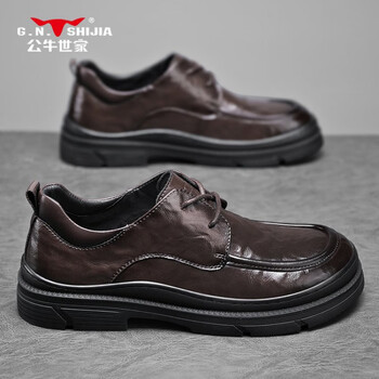 公牛世家gnshijia皮鞋男款春秋季英伦风真皮大头软底休闲商务正装内