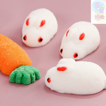 棉花糖大怪兽 网红小白兔创意棉花糖果盒装卡通高颜值大颗软糖礼物