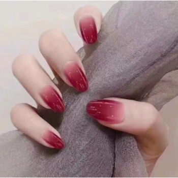 假指甲贴片成品显白渐变色穿戴甲可拆卸果冻胶持久防水美甲片渐变红