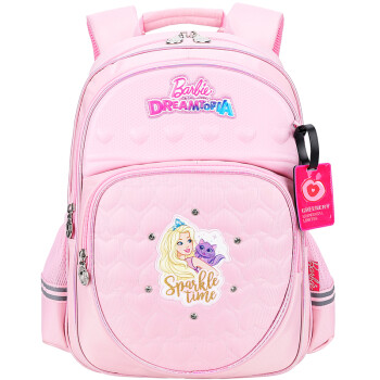 芭比（Barbie）书包女小学生书包 儿童书包卡通减负双肩背包休闲包 BB0455B粉色