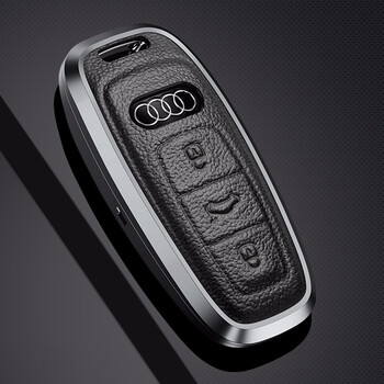 金属真皮 2021款 奥迪钥匙套 a6l a3 a7 q7 q8l车钥匙包壳高档铝合金